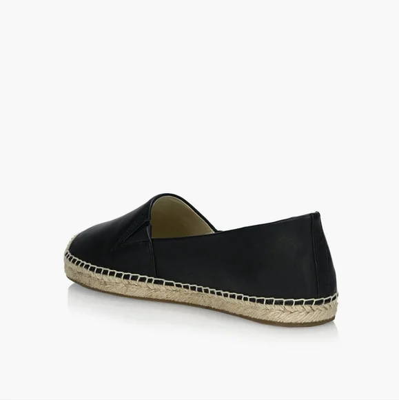MICHAEL KORS Black Leather Kendrick Slip On Espadrilles Flats - Picture 3 of 12